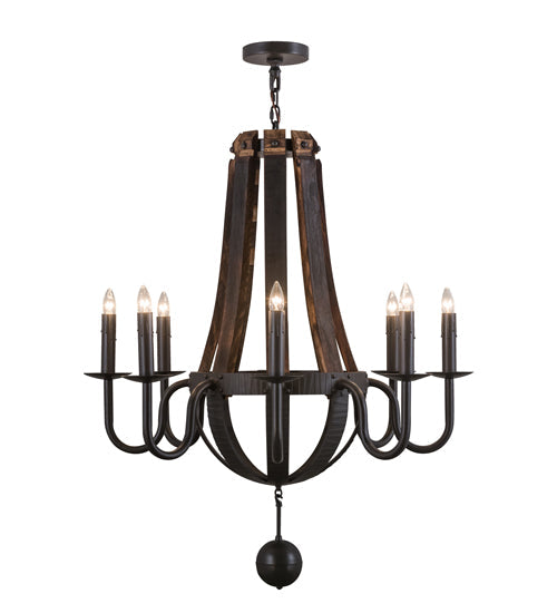 Meyda Lighting Barrel Stave 36" 8-Light Timeless Bronze Madera Chandelier