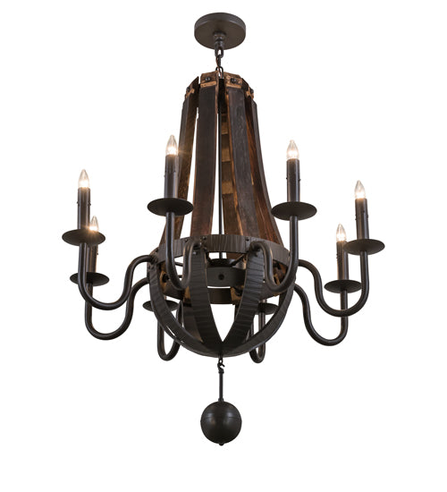 Meyda Lighting Barrel Stave 36" 8-Light Timeless Bronze Madera Chandelier