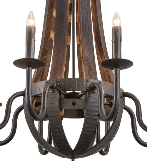 Meyda Lighting Barrel Stave 36" 8-Light Timeless Bronze Madera Chandelier