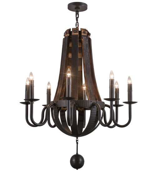 Meyda Lighting Barrel Stave 36" 8-Light Timeless Bronze Madera Chandelier