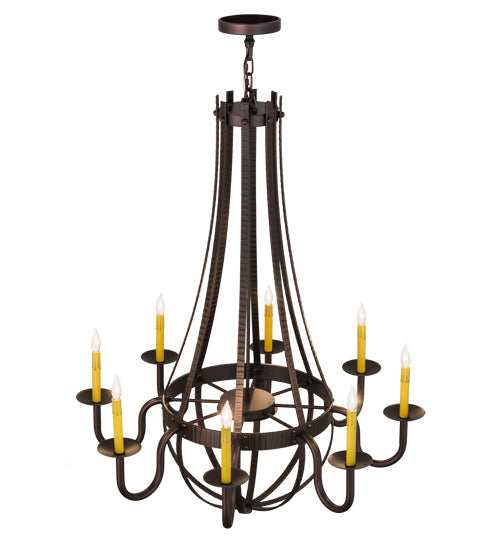 Meyda Lighting Barrel Stave 38" 8-Light Mahogany Bronze Metallo Chandelier With Ivory Faux Candlelight