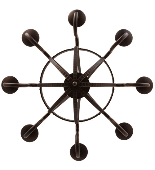 Meyda Lighting Barrel Stave 38" 8-Light Mahogany Bronze Metallo Chandelier With Ivory Faux Candlelight