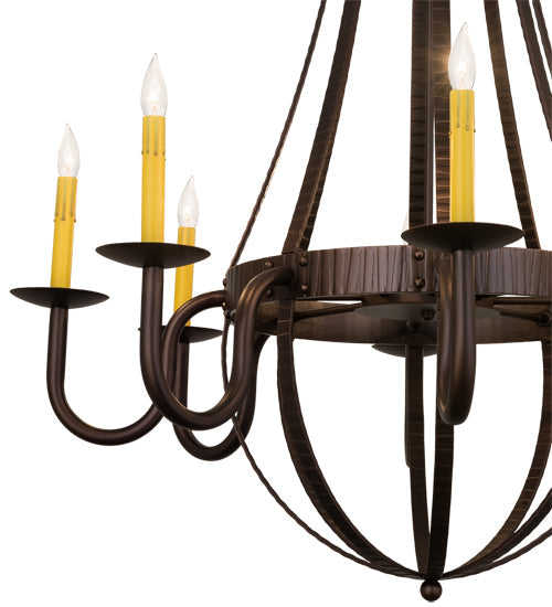 Meyda Lighting Barrel Stave 38" 8-Light Mahogany Bronze Metallo Chandelier With Ivory Faux Candlelight