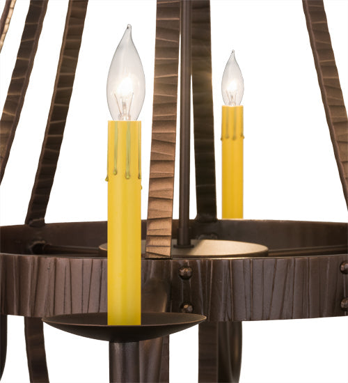 Meyda Lighting Barrel Stave 38" 8-Light Mahogany Bronze Metallo Chandelier With Ivory Faux Candlelight