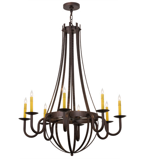 Meyda Lighting Barrel Stave 38" 8-Light Mahogany Bronze Metallo Chandelier With Ivory Faux Candlelight