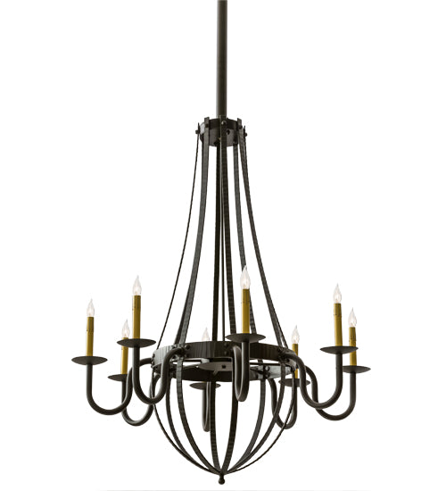 Meyda Lighting Barrel Stave 38" 8-Light Oil Rubbed Bronze Metallo Chandelier With Ivory Faux Candlelight