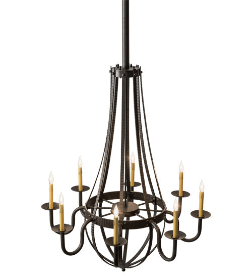 Meyda Lighting Barrel Stave 38" 8-Light Oil Rubbed Bronze Metallo Chandelier With Ivory Faux Candlelight