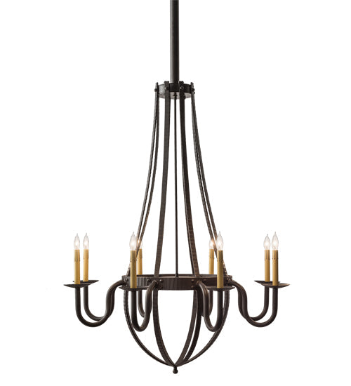 Meyda Lighting Barrel Stave 38" 8-Light Oil Rubbed Bronze Metallo Chandelier With Ivory Faux Candlelight