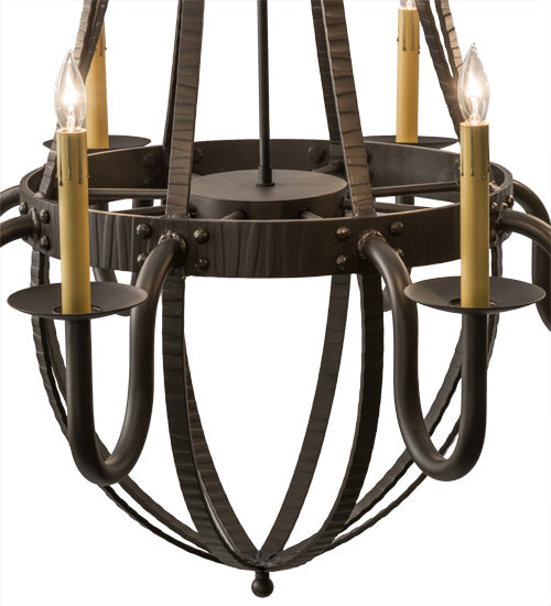 Meyda Lighting Barrel Stave 38" 8-Light Oil Rubbed Bronze Metallo Chandelier With Ivory Faux Candlelight