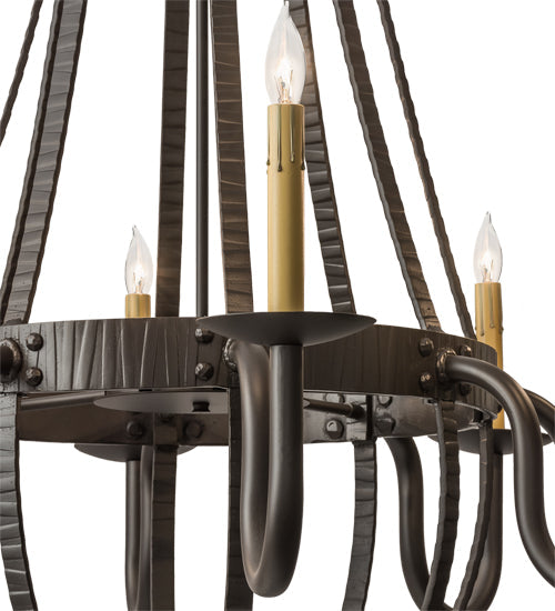 Meyda Lighting Barrel Stave 38" 8-Light Oil Rubbed Bronze Metallo Chandelier With Ivory Faux Candlelight