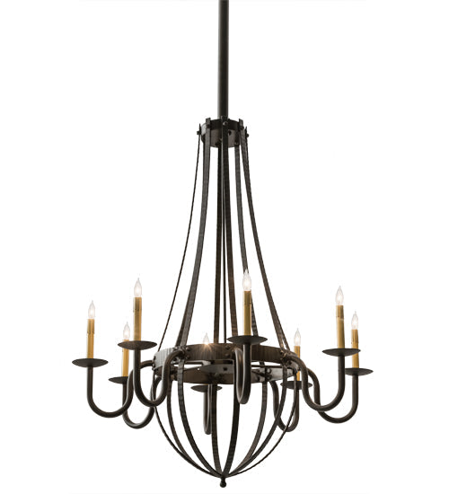Meyda Lighting Barrel Stave 38" 8-Light Oil Rubbed Bronze Metallo Chandelier With Ivory Faux Candlelight