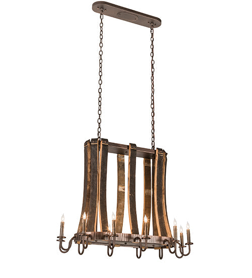 Meyda Lighting Barrel Stave 40" 12-Light Mahogany Bronze Madera Island Chandelier