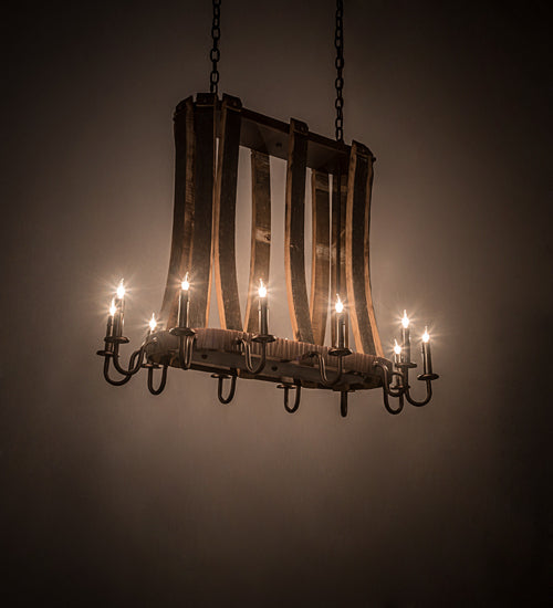 Meyda Lighting Barrel Stave 40" 12-Light Mahogany Bronze Madera Island Chandelier