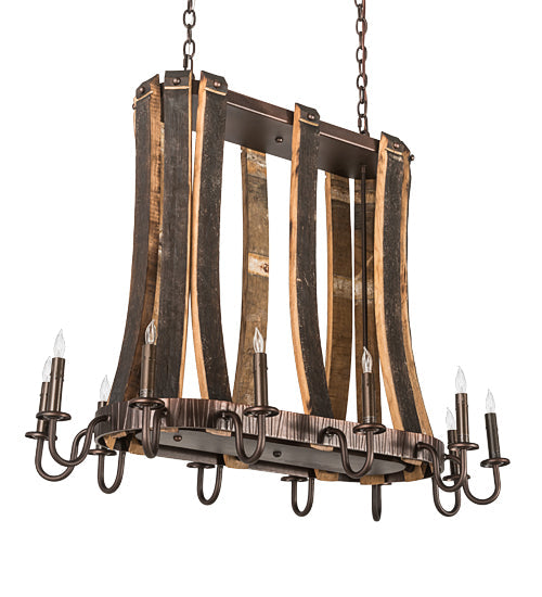 Meyda Lighting Barrel Stave 40" 12-Light Mahogany Bronze Madera Island Chandelier