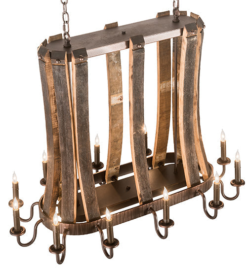 Meyda Lighting Barrel Stave 40" 12-Light Mahogany Bronze Madera Island Chandelier