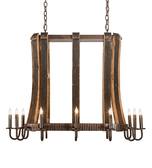 Meyda Lighting Barrel Stave 40" 12-Light Mahogany Bronze Madera Island Chandelier