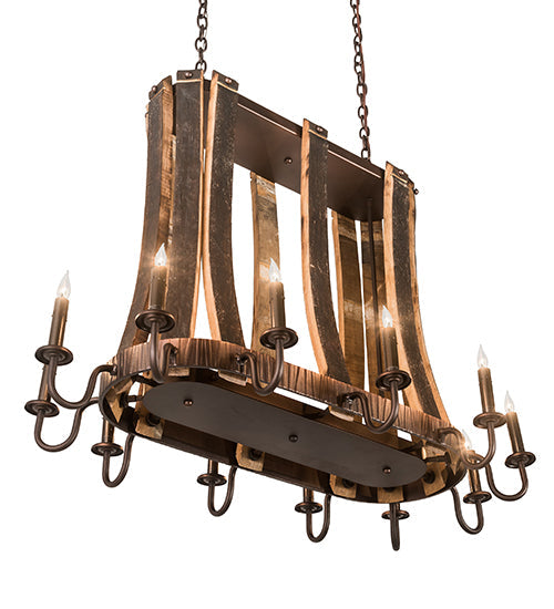 Meyda Lighting Barrel Stave 40" 12-Light Mahogany Bronze Madera Island Chandelier