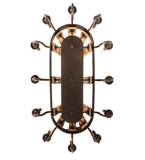 Meyda Lighting Barrel Stave 40" 12-Light Mahogany Bronze Madera Island Chandelier