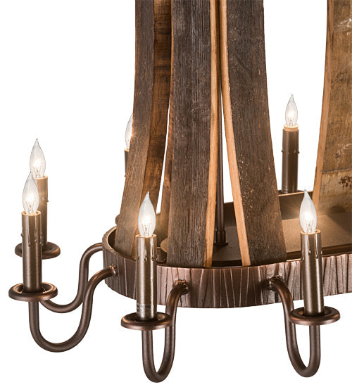 Meyda Lighting Barrel Stave 40" 12-Light Mahogany Bronze Madera Island Chandelier