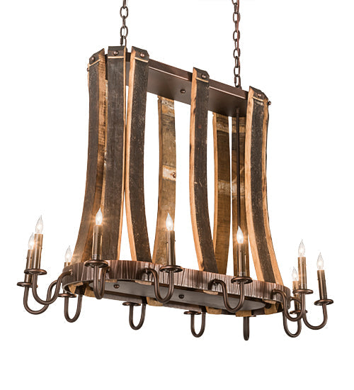 Meyda Lighting Barrel Stave 40" 12-Light Mahogany Bronze Madera Island Chandelier