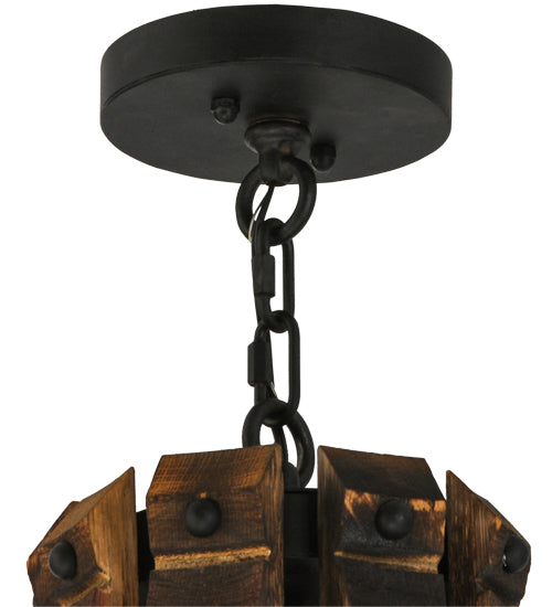 Meyda Lighting Barrel Stave 40" 8-Light LED Costello Black Madera Chandelier With Ivory Faux Candlelight