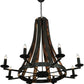 Meyda Lighting Barrel Stave 42" 8-Light Antique Iron Gate Madera Chandelier With Black Faux Candlelight