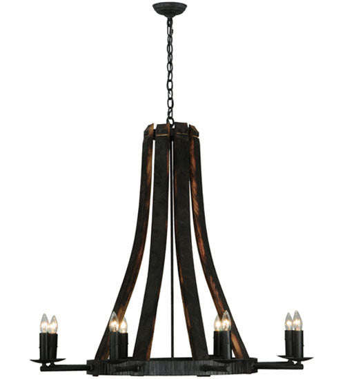 Meyda Lighting Barrel Stave 42" 8-Light Antique Iron Gate Madera Chandelier With Black Faux Candlelight