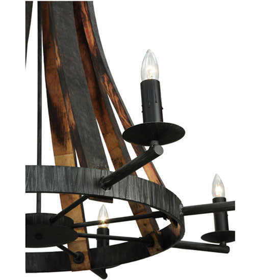 Meyda Lighting Barrel Stave 42" 8-Light Antique Iron Gate Madera Chandelier With Black Faux Candlelight