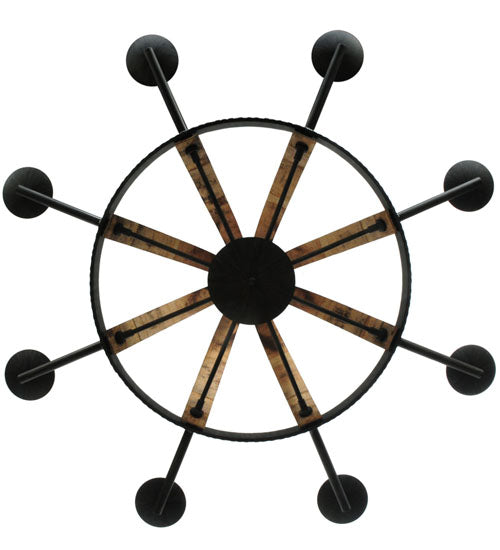Meyda Lighting Barrel Stave 42" 8-Light Antique Iron Gate Madera Chandelier With Black Faux Candlelight
