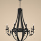Meyda Lighting Barrel Stave 42" 8-Light Costello Black Metallo Pendant Light With Faux Candlelight