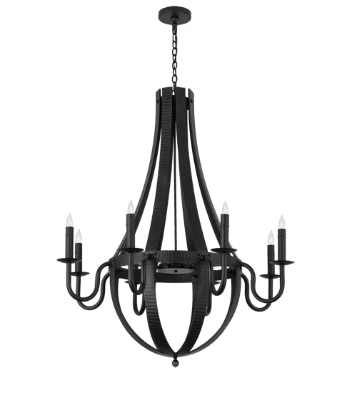 Meyda Lighting Barrel Stave 42" 8-Light Costello Black Metallo Pendant Light With Faux Candlelight