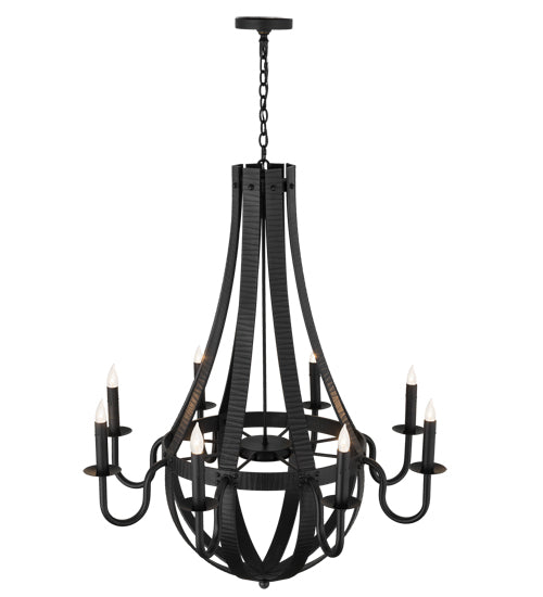 Meyda Lighting Barrel Stave 42" 8-Light Costello Black Metallo Pendant Light With Faux Candlelight