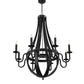 Meyda Lighting Barrel Stave 42" 8-Light Costello Black Metallo Pendant Light With Faux Candlelight