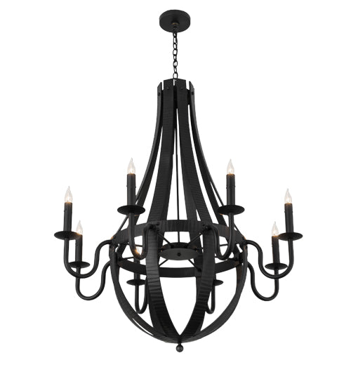 Meyda Lighting Barrel Stave 42" 8-Light Costello Black Metallo Pendant Light With Faux Candlelight