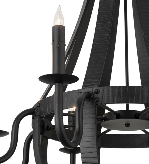 Meyda Lighting Barrel Stave 42" 8-Light Costello Black Metallo Pendant Light With Faux Candlelight
