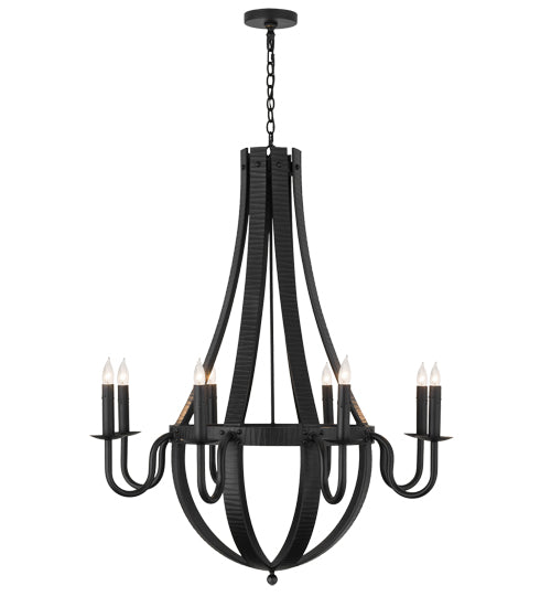 Meyda Lighting Barrel Stave 42" 8-Light Costello Black Metallo Pendant Light With Faux Candlelight