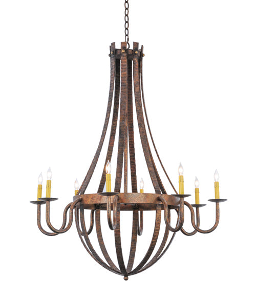 Meyda Lighting Barrel Stave 42" 8-Light Rococco Madera Chandelier With Ivory Faux Candlelight