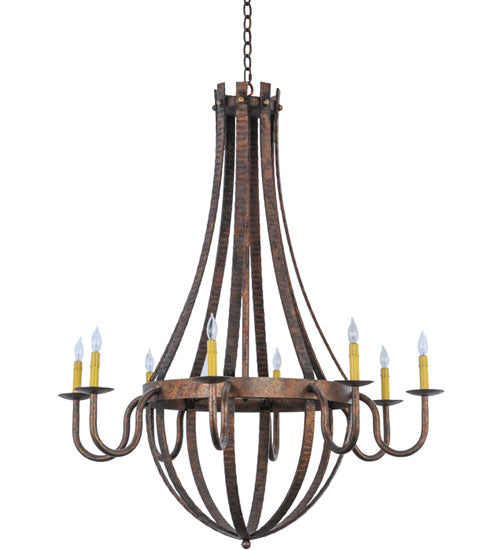 Meyda Lighting Barrel Stave 42" 8-Light Rococco Madera Chandelier With Ivory Faux Candlelight
