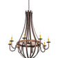 Meyda Lighting Barrel Stave 42" 8-Light Rococco Madera Chandelier With Ivory Faux Candlelight