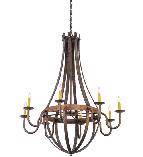 Meyda Lighting Barrel Stave 42" 8-Light Rococco Madera Chandelier With Ivory Faux Candlelight