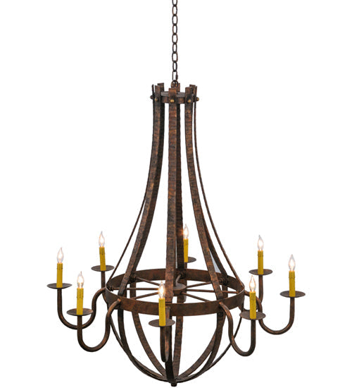 Meyda Lighting Barrel Stave 42" 8-Light Rococco Madera Chandelier With Ivory Faux Candlelight