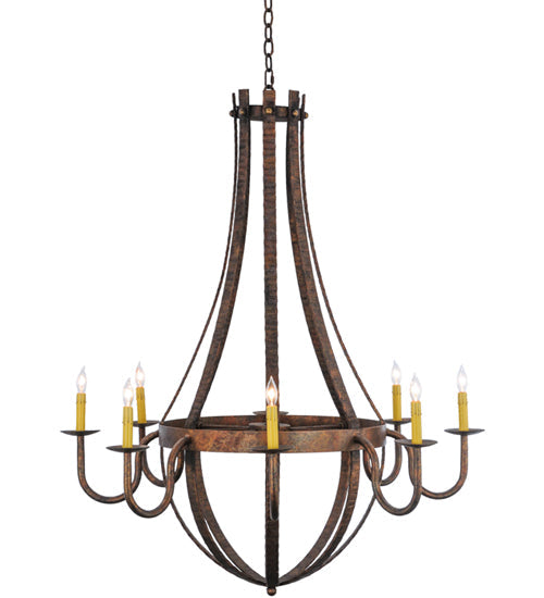 Meyda Lighting Barrel Stave 42" 8-Light Rococco Madera Chandelier With Ivory Faux Candlelight