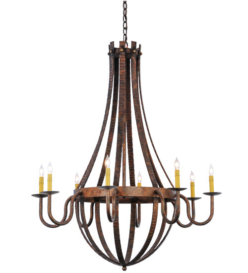 Meyda Lighting Barrel Stave 42" 8-Light Rococco Madera Chandelier With Ivory Faux Candlelight