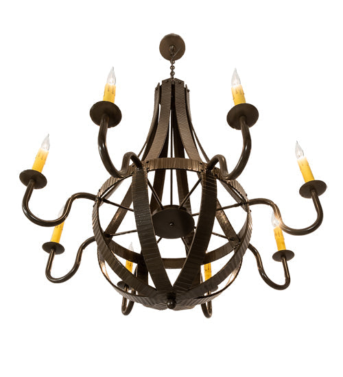 Meyda Lighting Barrel Stave 42" 8-Light Timeless Bronze Metallo Chandelier With Amber Faux Candlelight