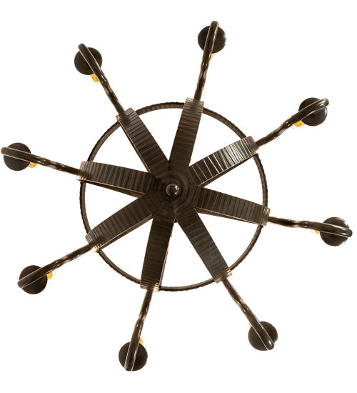 Meyda Lighting Barrel Stave 42" 8-Light Timeless Bronze Metallo Chandelier With Amber Faux Candlelight