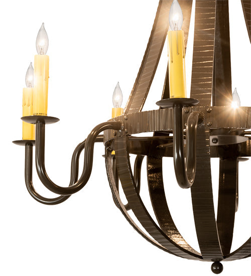 Meyda Lighting Barrel Stave 42" 8-Light Timeless Bronze Metallo Chandelier With Amber Faux Candlelight