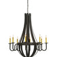 Meyda Lighting Barrel Stave 42" 8-Light Timeless Bronze Metallo Chandelier With Faux Candlelight