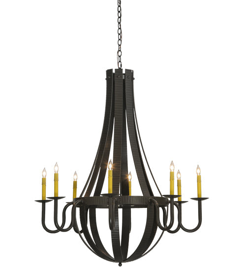 Meyda Lighting Barrel Stave 42" 8-Light Timeless Bronze Metallo Chandelier With Faux Candlelight