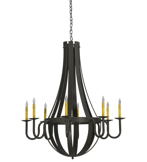 Meyda Lighting Barrel Stave 42" 8-Light Timeless Bronze Metallo Chandelier With Faux Candlelight