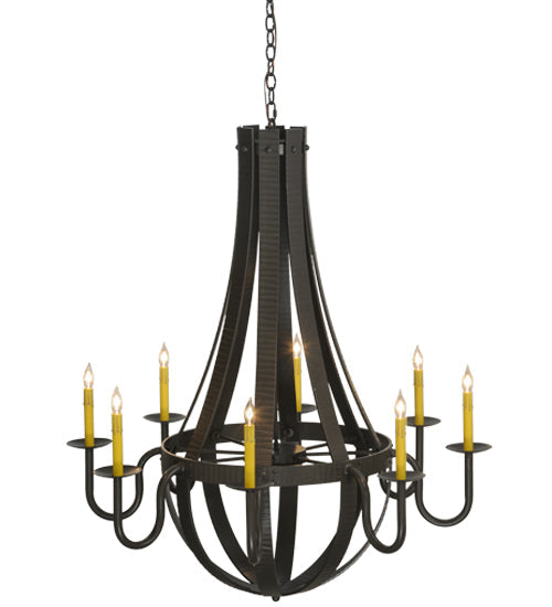 Meyda Lighting Barrel Stave 42" 8-Light Timeless Bronze Metallo Chandelier With Faux Candlelight